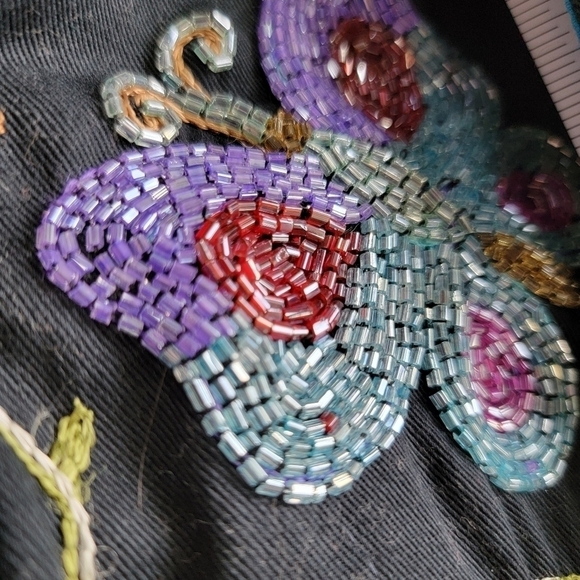 Vintage The Quaker Factory Intricately Beaded Button Front Top Size S Butterfly - Picture 7 of 17